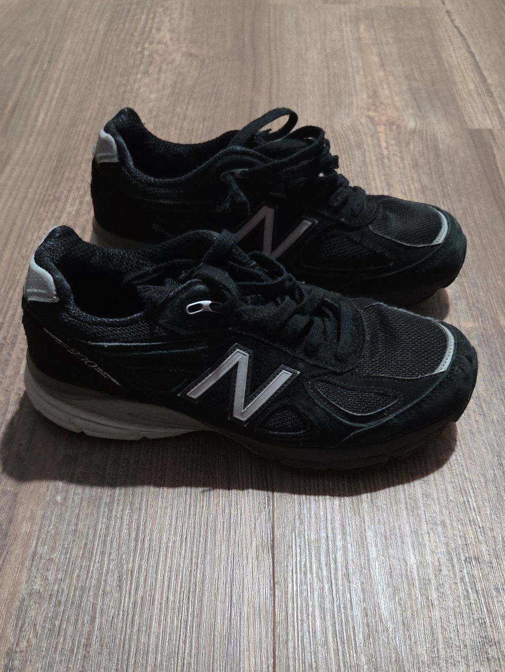 New Balance Kids Black and Silver Lace-Up Sneakers